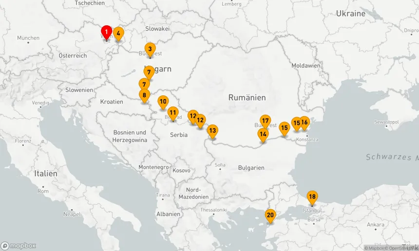 Route 23 Nächte - Untere Donau Entdeckung mit Wien & Istanbul