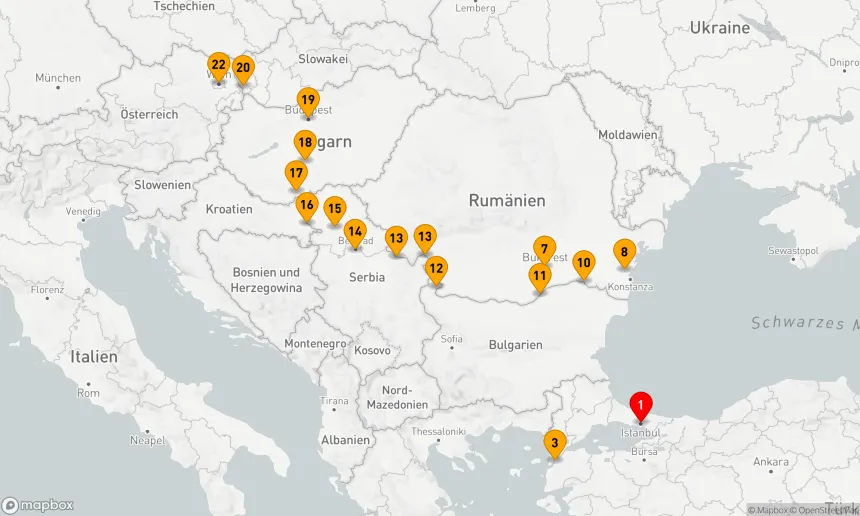 Route 23 Nächte - Untere Donau Entdeckung mit Wien & Istanbul