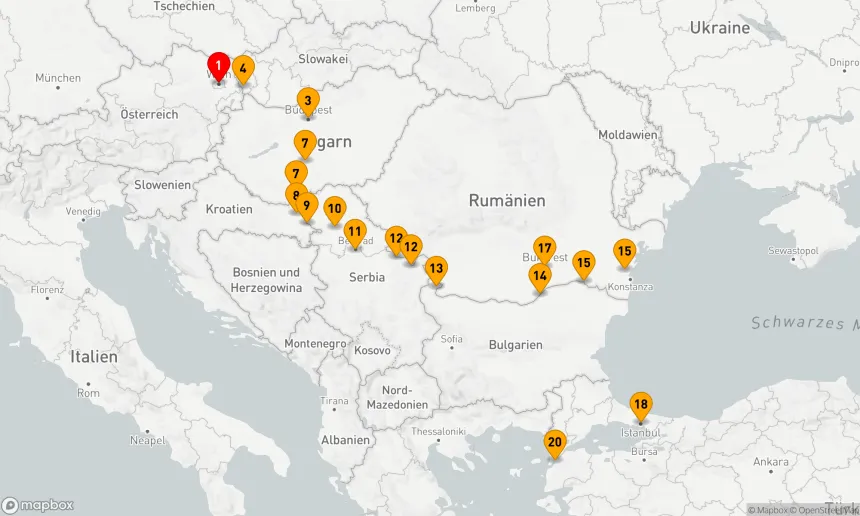 Route 23 Nächte - Untere Donau Entdeckung mit Wien & Istanbul