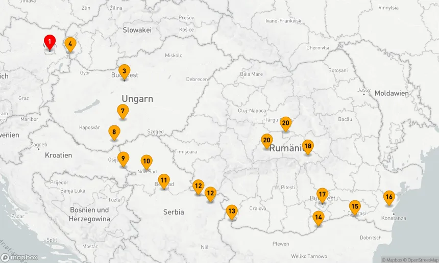 Route 21 Nächte - Untere Donau Entdeckung mit Wien & Siebenbürgen