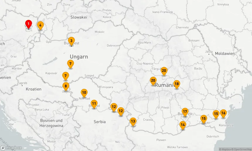 Route 21 Nächte - Untere Donau Entdeckung mit Wien & Siebenbürgen
