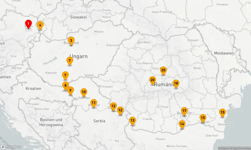 Route 21 Nächte - Untere Donau Entdeckung mit Wien & Siebenbürgen