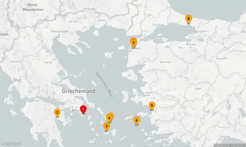 Route 7 Nächte - Unterwegs in der Ägäis: Griechenlands Inseln und die Türkei – mit Smithsonian Journeys