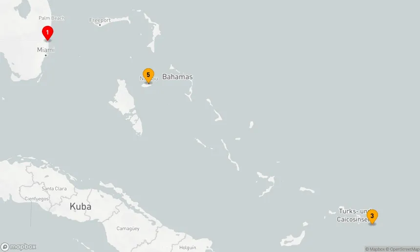 Route 5 Nächte - URLAUB IN DER ÖSTLICHEN KARIBIK UND AUF DEN BAHAMAS