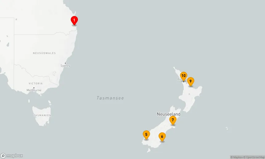 Route 13 Nächte - Urlaub in Neuseeland