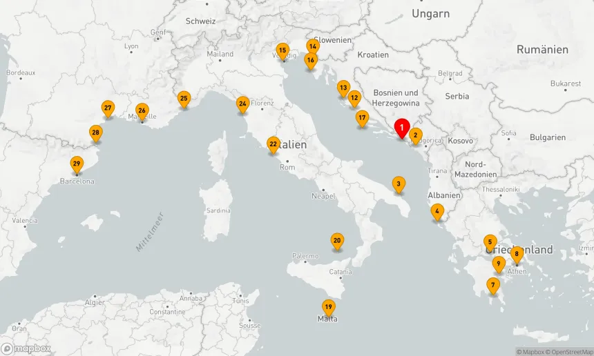 Route 28 Nächte - VERBORGENE JUWELEN IN ITALIEN, GRIECHENLAND, KROATIEN UND FRANKREICH