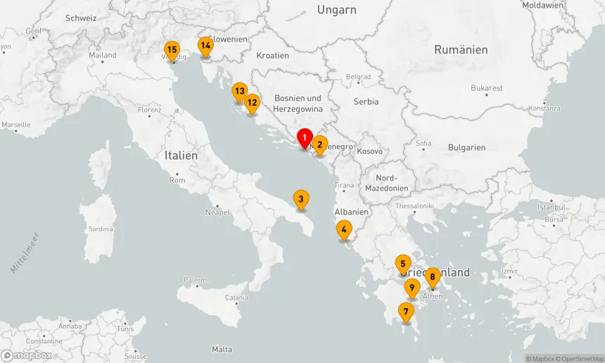 Route 14 Nächte - VERBORGENE JUWELEN IN MONTENEGRO, GRIECHENLAND, KROATIEN UND SLOWENIEN