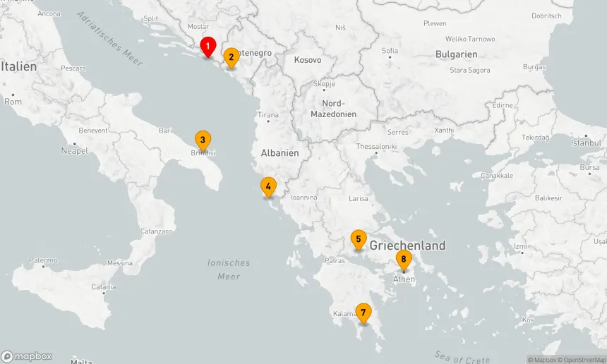 Route 7 Nächte - VERBORGENE JUWELEN IN MONTENEGRO,  ITALIEN UND GRIECHENLAND