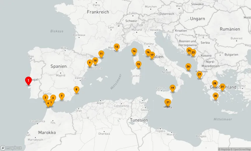 Route 30 Nächte - VERSTECKTE RIVIERA-PERLEN, MALTA, MONTENEGRO & GRIECHENLAND