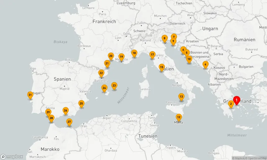 Route 30 Nächte - VERSTECKTE RIVIERA-PERLEN,  MALTA,  MONTENEGRO & GRIECHENLAND