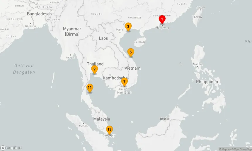 Route 12 Nächte - VIETNAM & THAILAND KREUZFAHRT