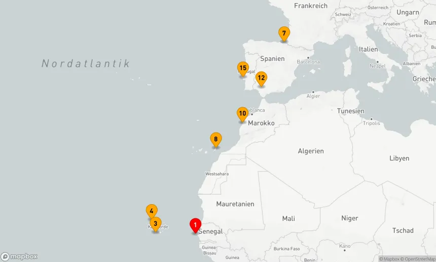 Route 14 Nächte - Vom Atlantik zu historischen Küsten: Afrikas und Europas verborgene Schönheiten