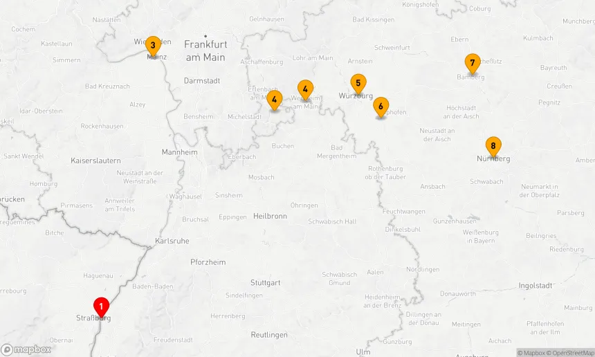 Route 7 Nächte - Vom Elsass nach Franken