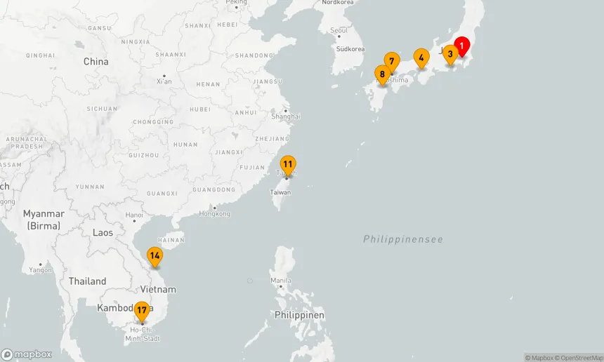 Route 16 Nächte - Vom faszinierenden Japan ins bunte Vietnam