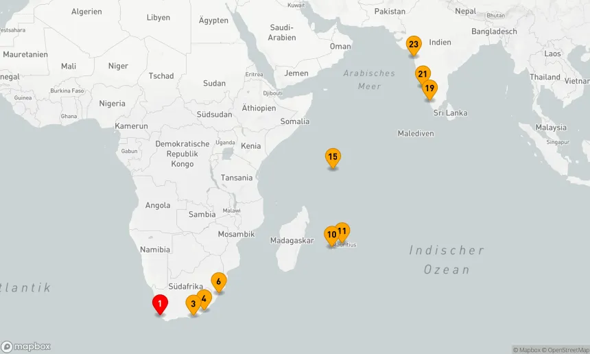 Route 22 Nächte - Von Afrika nach Indien: Kulturelle Küstenschätze und tropische Paradiese