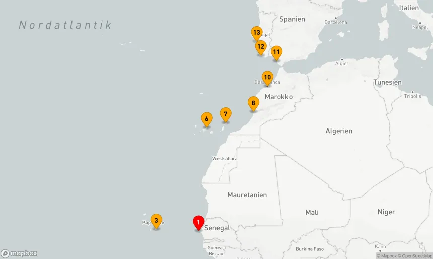 Route 12 Nächte - Von Afrikas Küsten zum Atlantischen Paradies