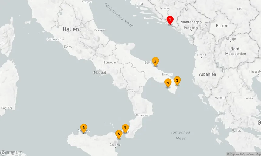 Route 7 Nächte - Von Apulien bis nach Sizilien – unter den Segeln der Le Ponant