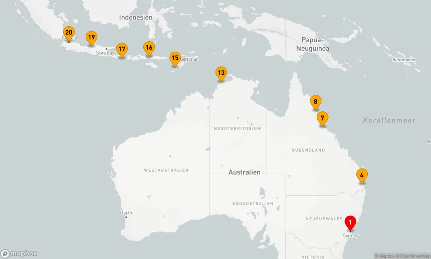 Route 19 Nächte - Von Australiens Ostküste nach Indonesien