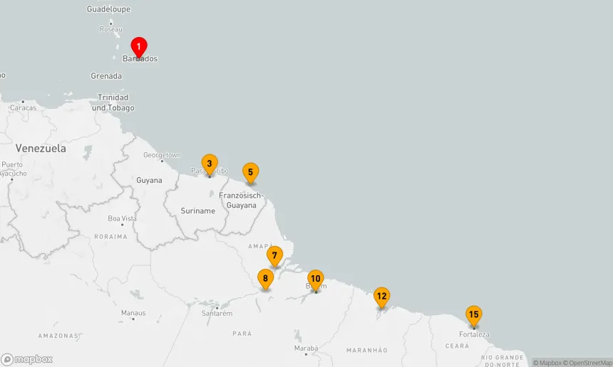 Route 14 Nächte - Von Barbados zum Amazonas: Tropische Entdeckungsreise
