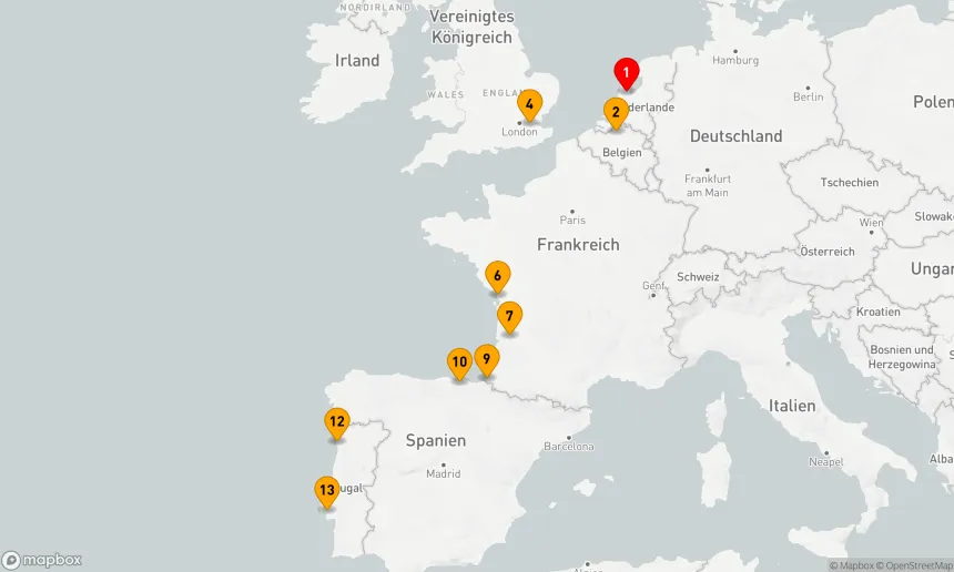Route 12 Nächte - Von den Grachten zum Atlantik: Entdeckung der Küsten Europas