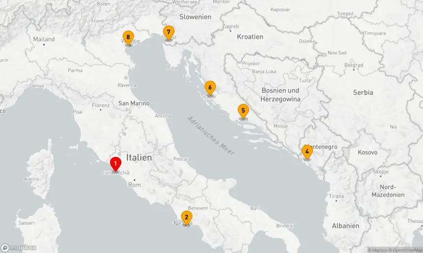 Route 7 Nächte - Von den Küsten Italiens zu den Ufern Venedigs