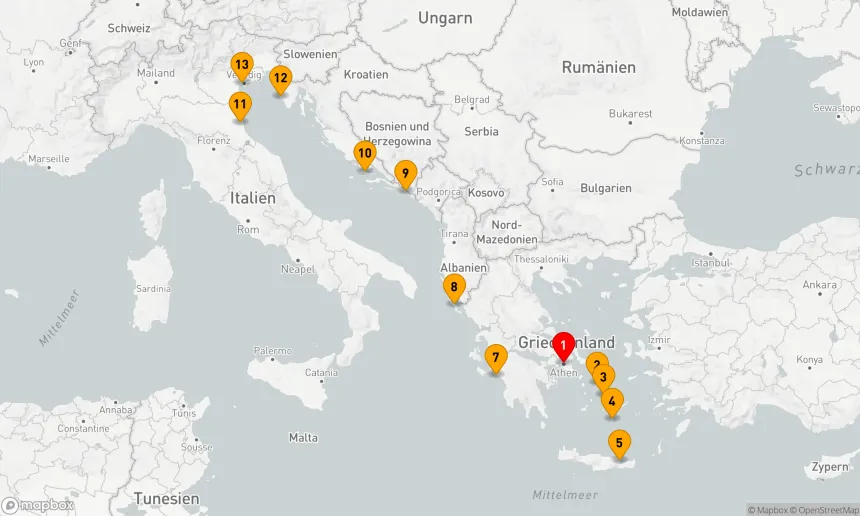 Route 12 Nächte - Von der Ägäis zur Adria - Eine mediterrane Entdeckungsreise