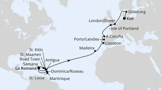Route Von der Dominikanischen Republik nach Kiel 2