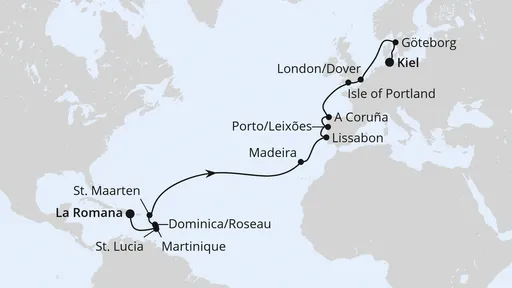 Route Von der Dominikanischen Republik nach Kiel 3