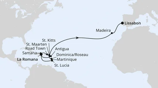 Route Von der Dominikanischen Republik nach Lissabon 1