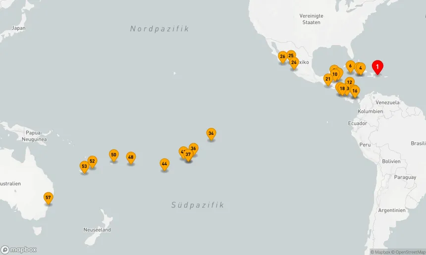 Route 56 Nächte - Von der Karibik bis nach Sydney – Mittelamerika, Panamakanal & Südsee