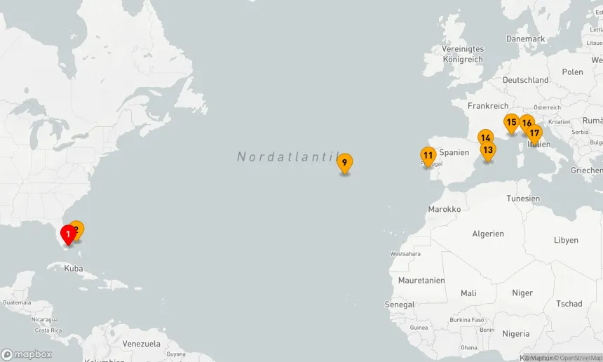 Route 16 Nächte - Von der Karibik zum Mittelmeer: Eine Reise mediterraner Entdeckungen