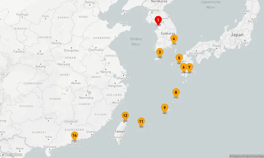 Route 13 Nächte - Von der Metropole zur Perle Asiens: Eine Entdeckungsreise durch Japan und Taiwan bis nach Hongkong