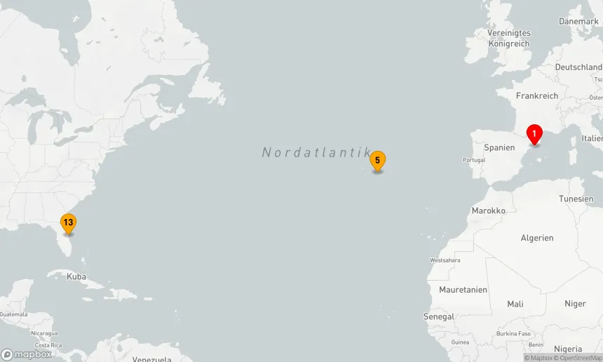 Route 12 Nächte - Von der Mittelmeerküste zu den karibischen Wellen