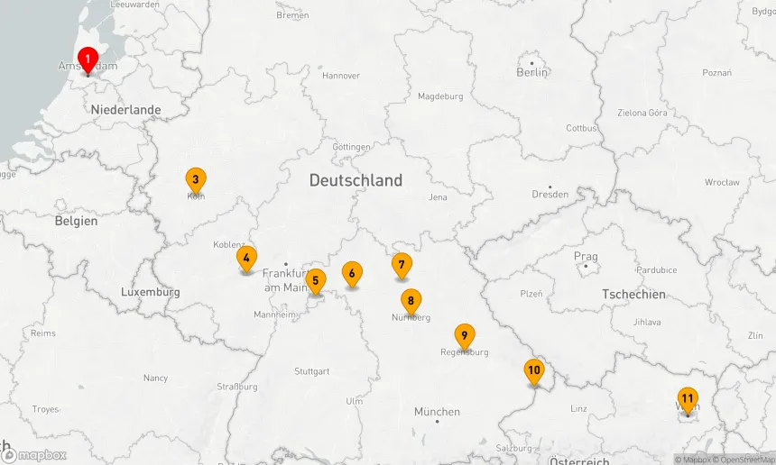 Route 10 Nächte - Von der Nordsee bis zu den Alpen