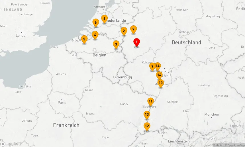 Route 14 Nächte - Von Flandern bis zur Schweiz