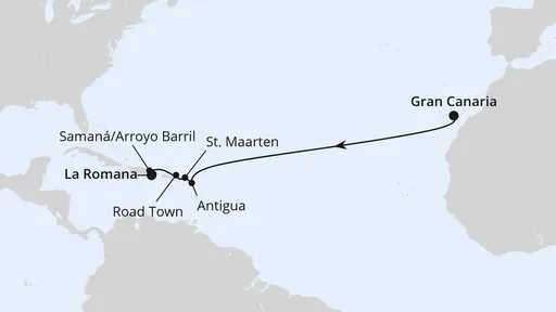 Route Von Gran Canaria über Antigua in die Dom. Republik