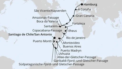 Route Von Hamburg nach San Antonio