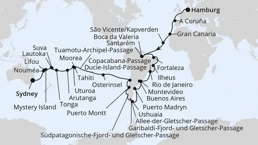 Route Von Hamburg nach Sydney