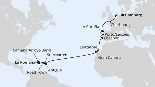 Route Von Hamburg über die Kanaren in die Dom. Republik