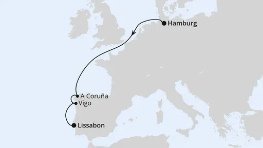 Route Von Hamburg über Galicien nach Lissabon