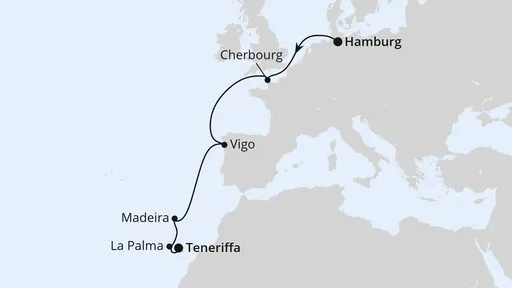 Route Von Hamburg über Madeira nach Teneriffa