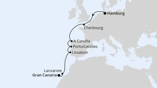 Route Von Hamburg über Portugal nach Gran Canaria