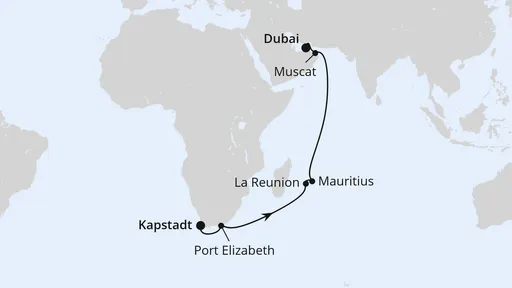 Route Von Kapstadt über Mauritius nach Dubai 2