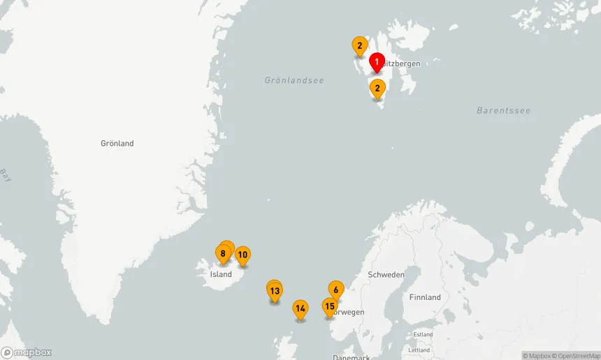 Route 14 Nächte - Von Longyearbyen nach Bergen