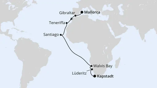 Route Von Mallorca über Namibia nach Kapstadt 1