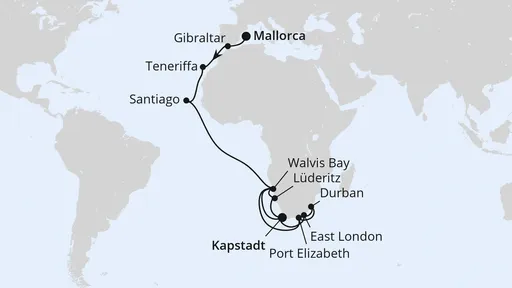 Route Von Mallorca über Namibia nach Kapstadt 2