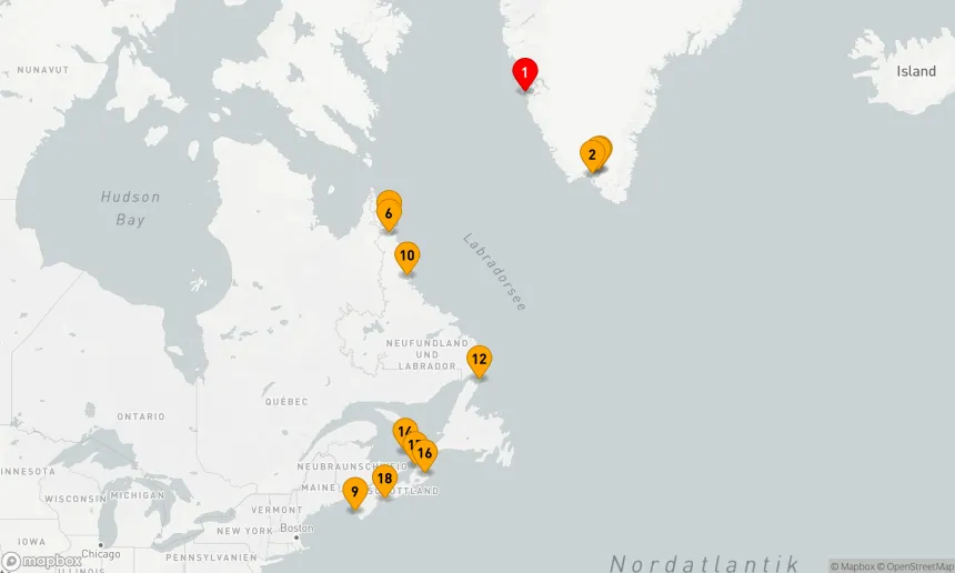Route 17 Nächte - Von Nuuk (Godthaab) nach Halifax