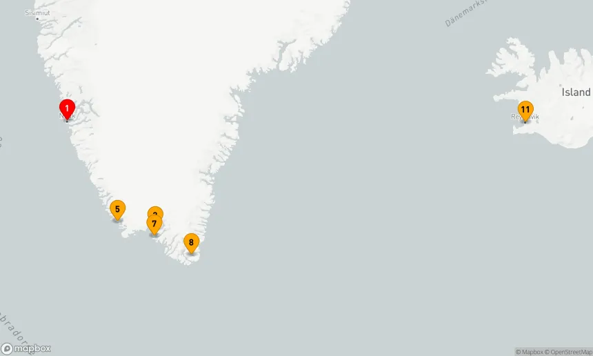 Route 10 Nächte - Von Nuuk (Godthaab) nach Reykjavík