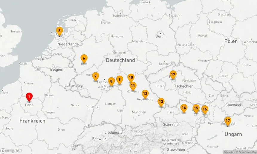Route 20 Nächte - Von Paris nach Prag & Die Schönheiten Europas