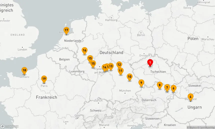 Route 20 Nächte - Von Prag nach Paris und die Schönheiten Europas
